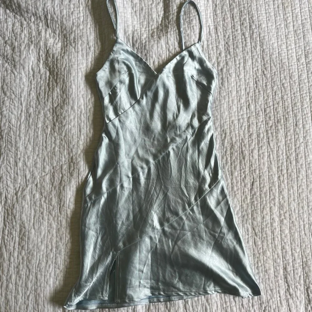 Princess Polly Baby Blue Mini Satin Dress - Picture 2 of 2